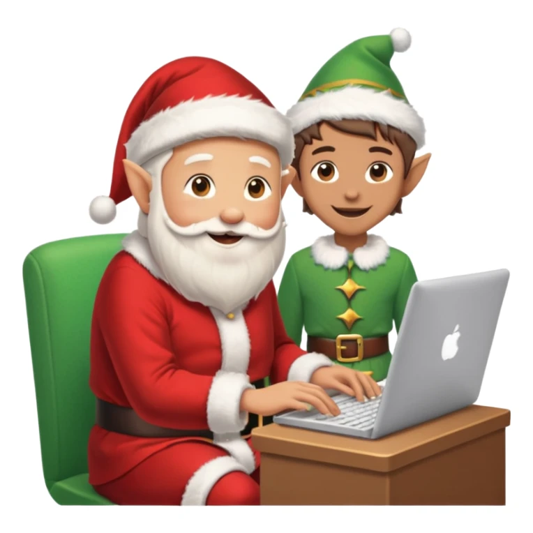 christmas chats - typing - online chats - with santa and a elf sticker