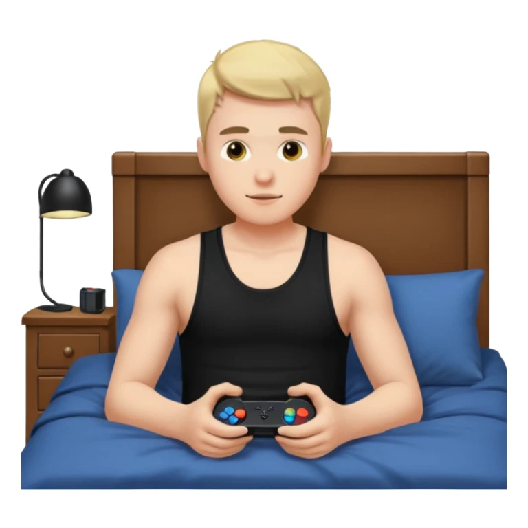 my boyfriend in his bed with a black singlet on playing video games sticker