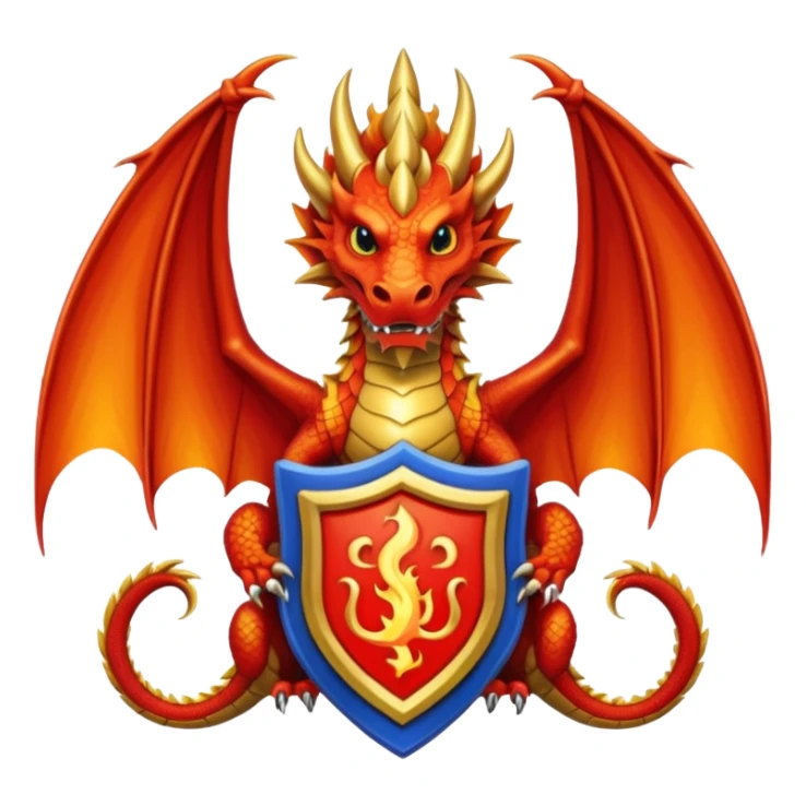 Simple fiery royal Dragon crest/brosch sticker