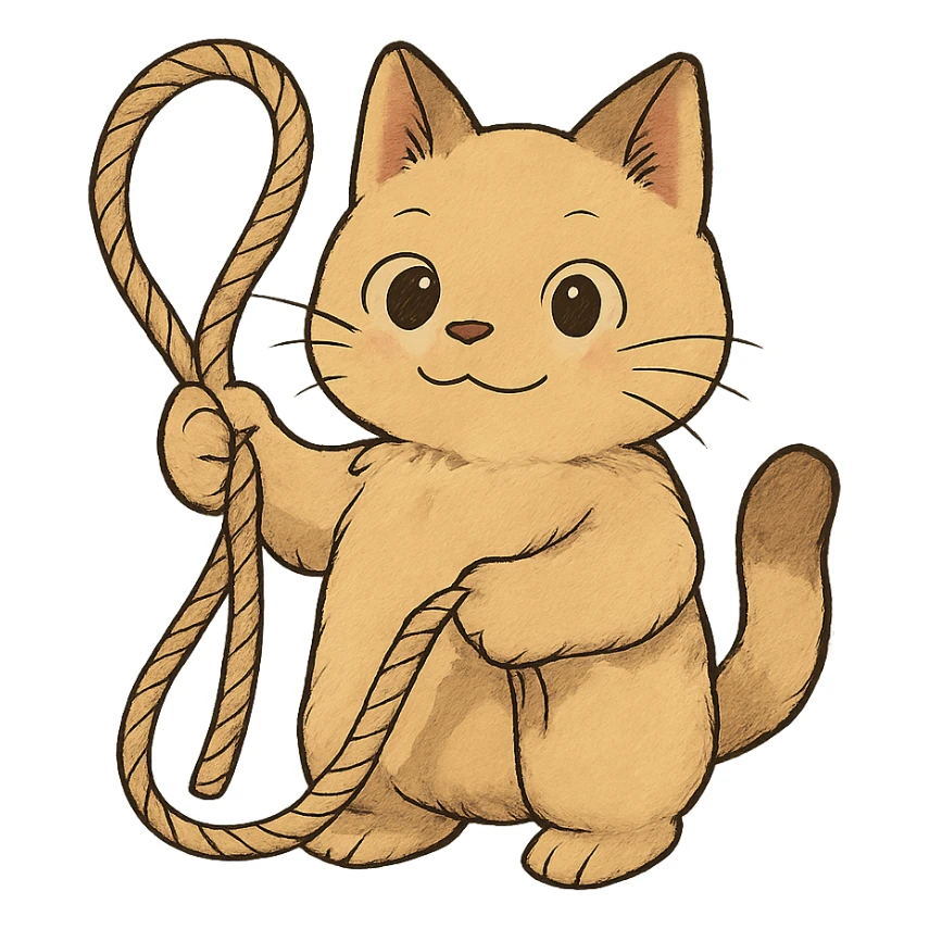 a cute cat holding rope in his hand sticker