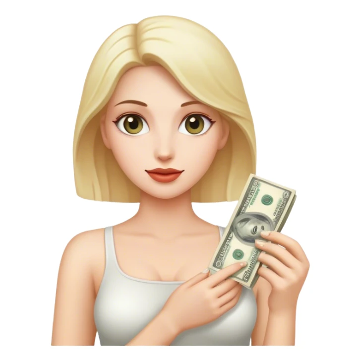 White Women holding money  sticker