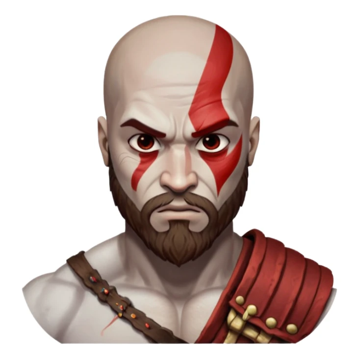Visage de Kratos du jeu PlayStation a la perfection, c'est a dire que la marque rouge doit partir jusqu'à l'arrière du crâne  sticker