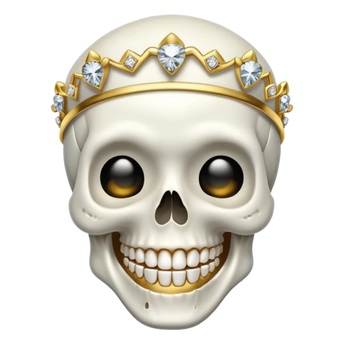 Skull emoji with Gold Grill and Diamond headband smiling  sticker