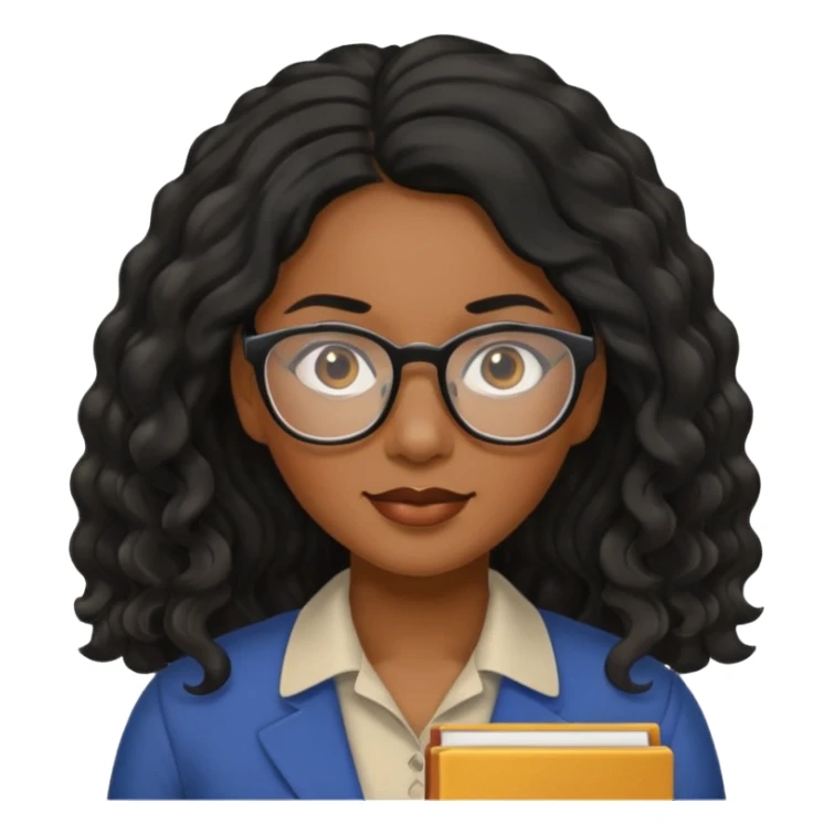 Black women teacher with black long  wavy hair sticker