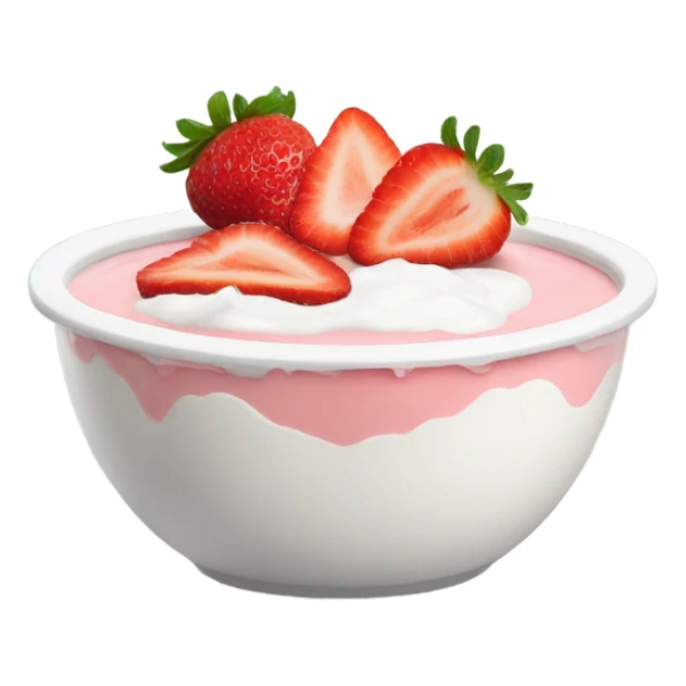 A bowl of yogurt topped with strawberry slices sticker