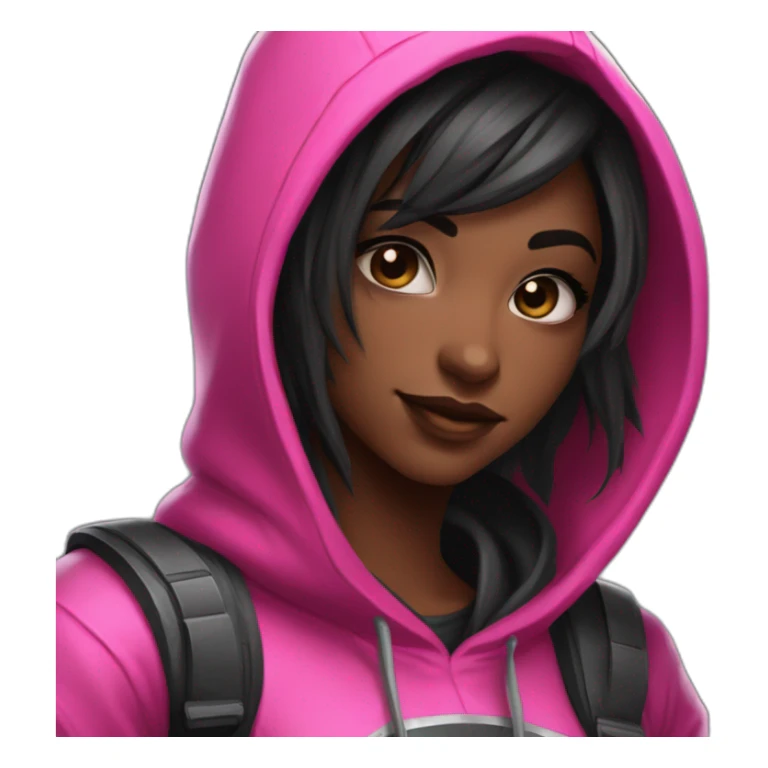 Girl developer behind his laptop withk this style : Riot Games Valorant black pink bright pink sparks character pink black hooded assassin themed character sticker