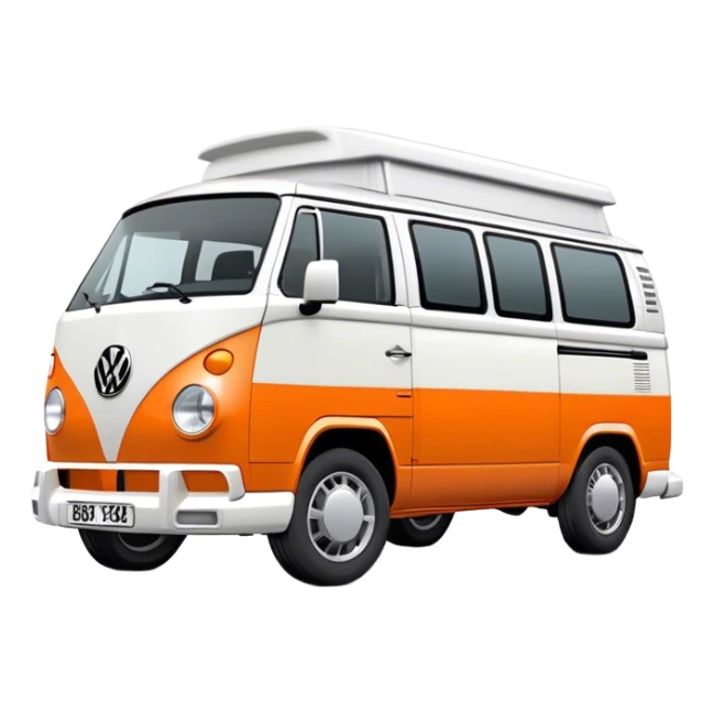 vw t5 campervan in two-tone white and orange sticker