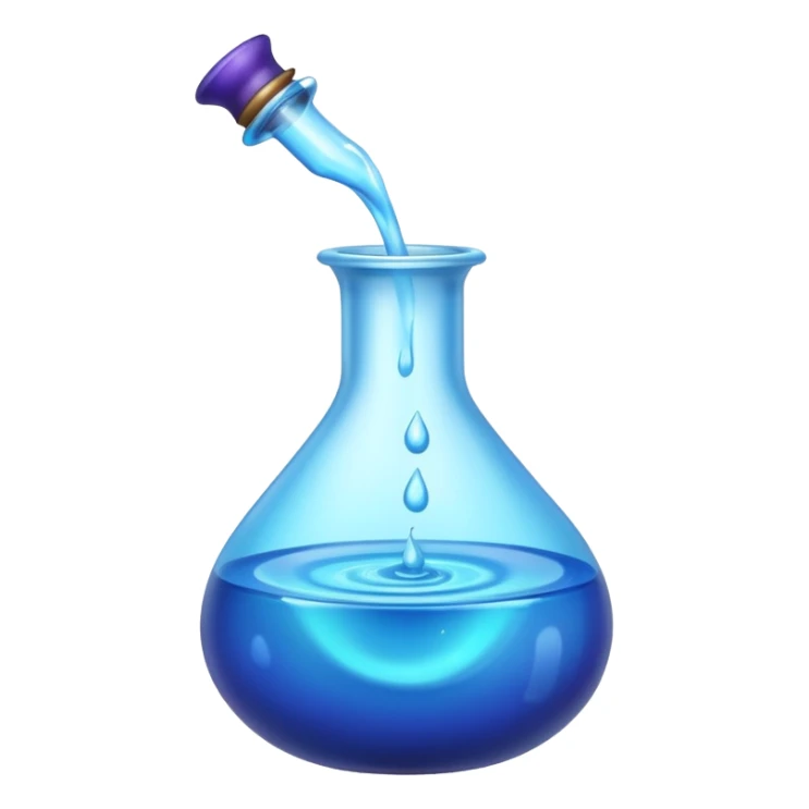 Blue potion bottle open with the liquid falling out (Upside-down with no cork and w/o handle) sticker