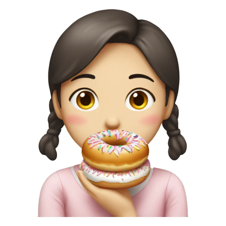 Korean woman eating donut sticker