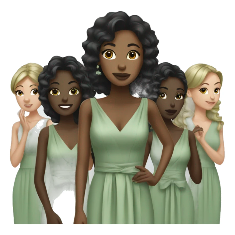Black bridesmaids with sage green dresses sticker