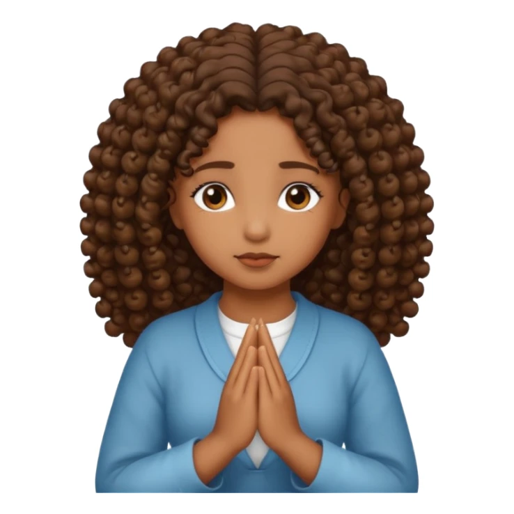 brown girl praying curls sticker