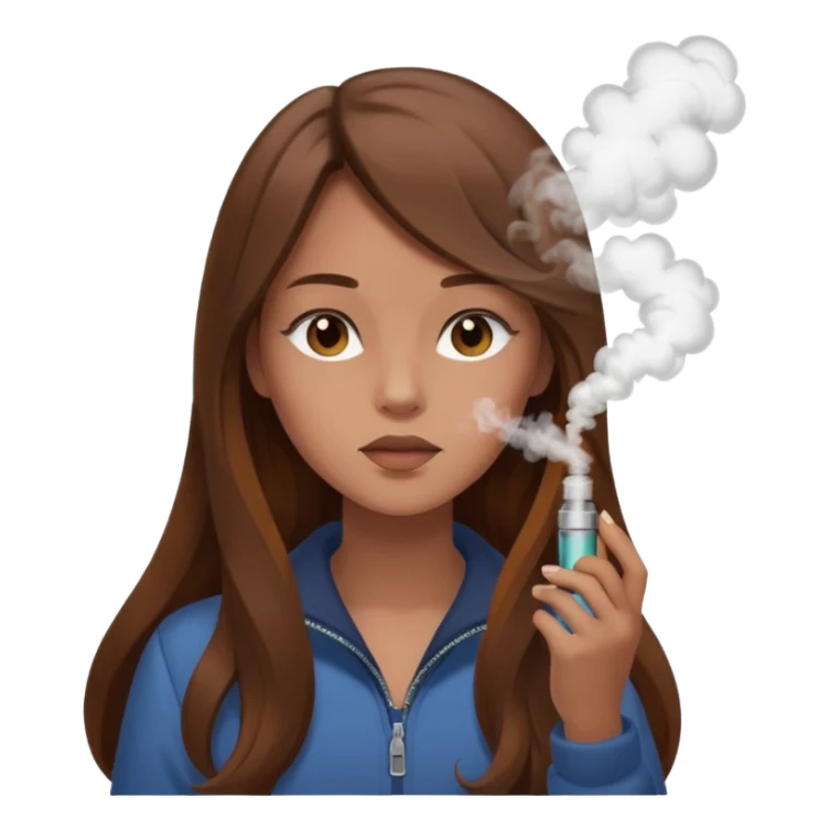 girl with vape long hir and color brwon sticker
