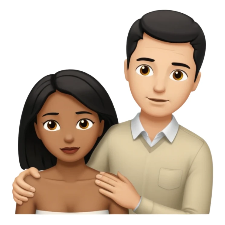 White blond man massages black haired brown woman from front view sticker