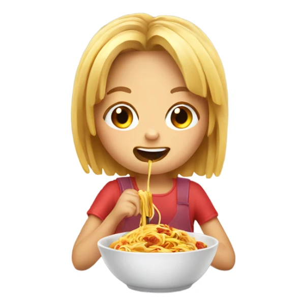 Little girl eating spaghetti sticker