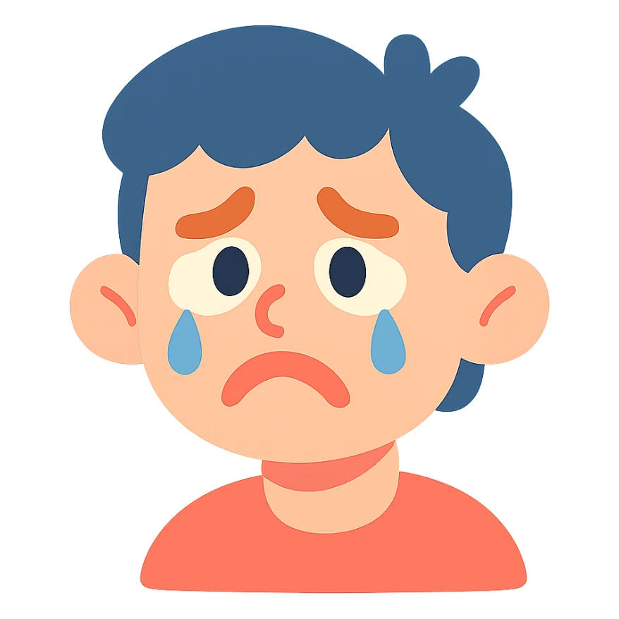 sad face in pastel toon style sticker