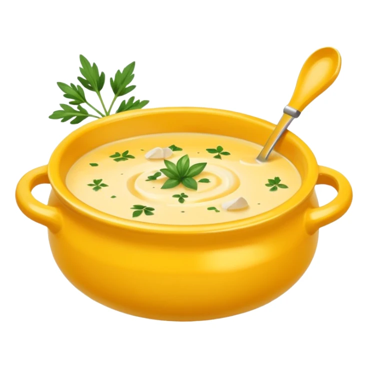cheese soup with garlic, in yellow bowl sticker