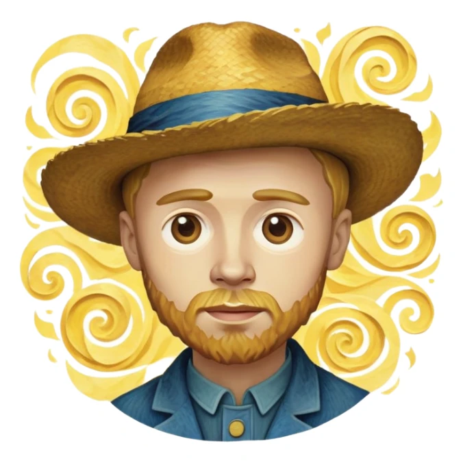 cinematic-realistic-vincent-van-gogh-pop-culture-emoji,-featuring-an-expressive-portrayal-inspired-by-the-legendary-painter-rendered-with-dynamic,-swirling-textures-and-artistic-lighting. sticker
