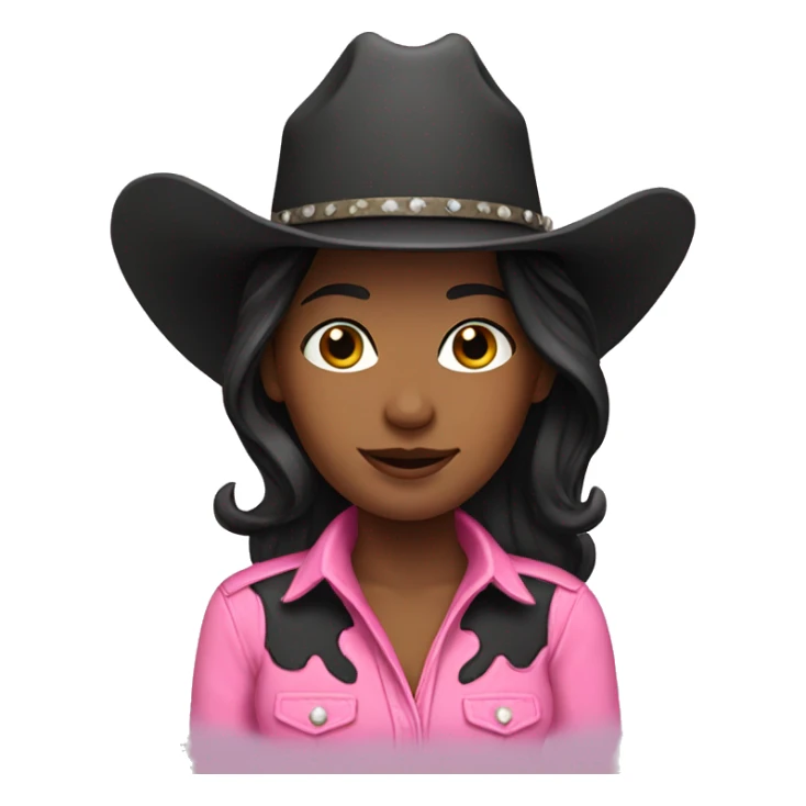 Cowgirl wearing pink with black hair sticker