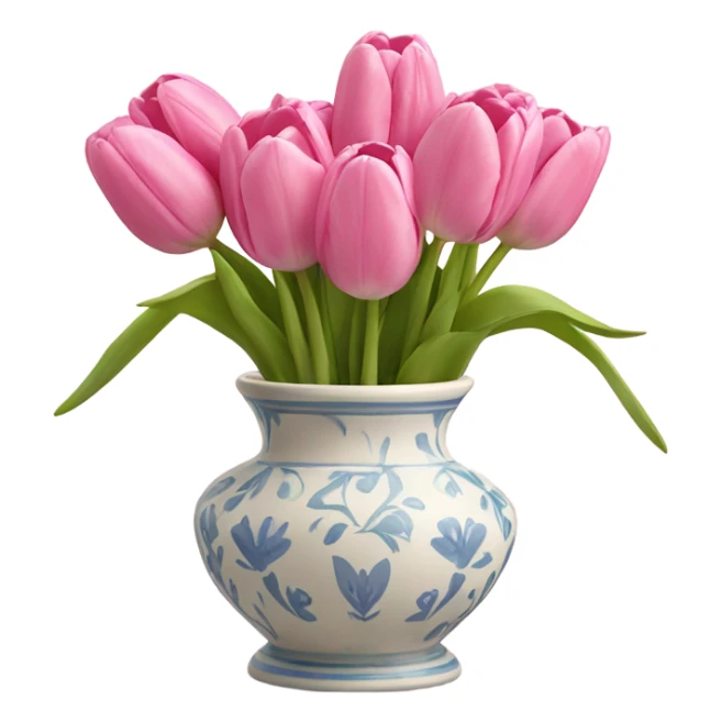 Pink tulips in cute vase sticker