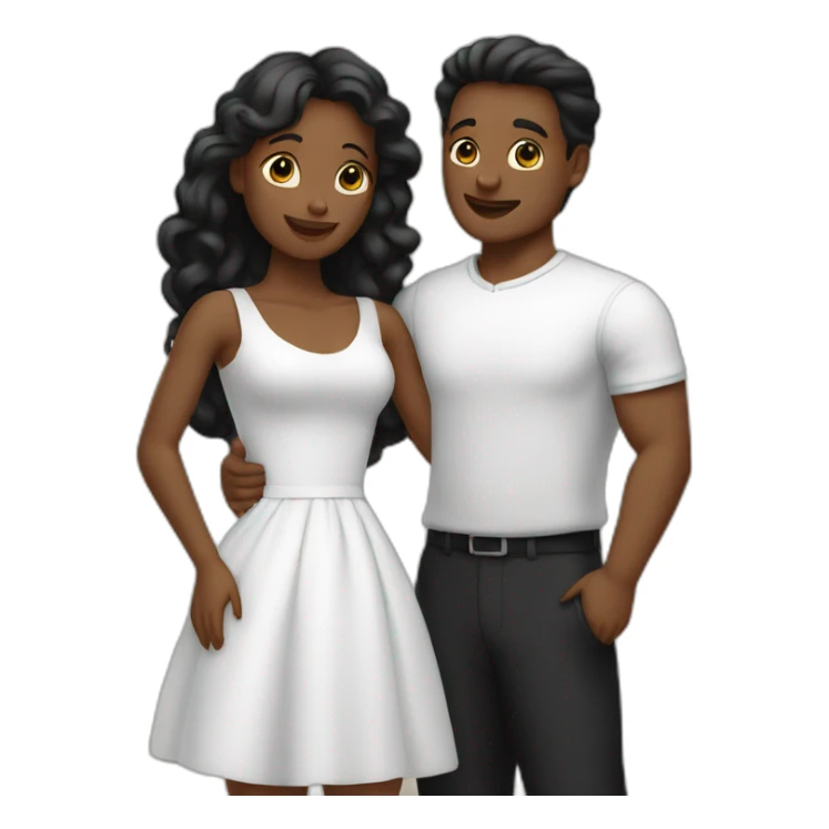 A couple wearing same black colour dress and hugging each other and seeing in their eyes sticker