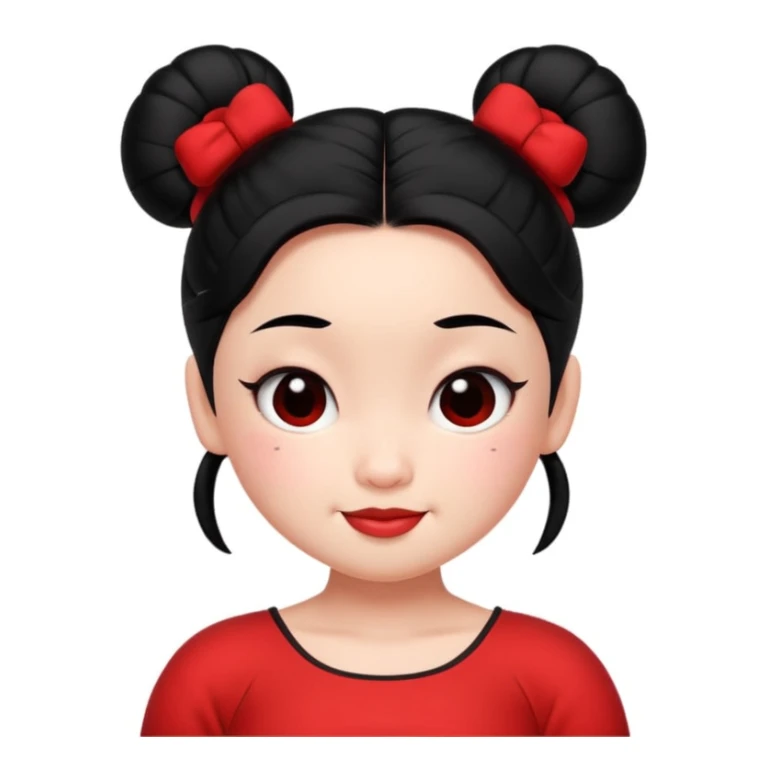 pucca character, winking, red dress, black hair buns, no text sticker