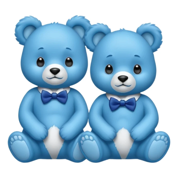 sweet same little blue bears with blue bow tie sitting sticker
