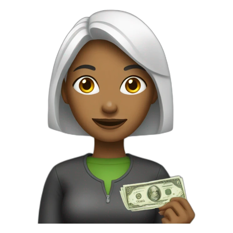 Woman with money sticker