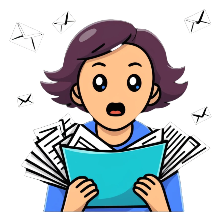 scared woman with flying papers around her sticker