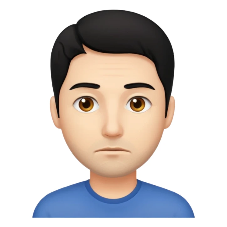 man with tired eyes black hair sticker