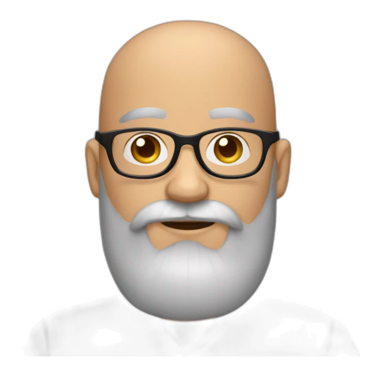 A bald man with round glasses and a big black beard. sticker
