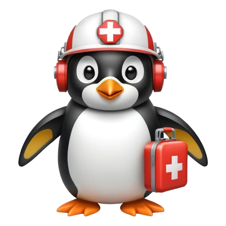 penguin medic with first aid kit and helmet sticker