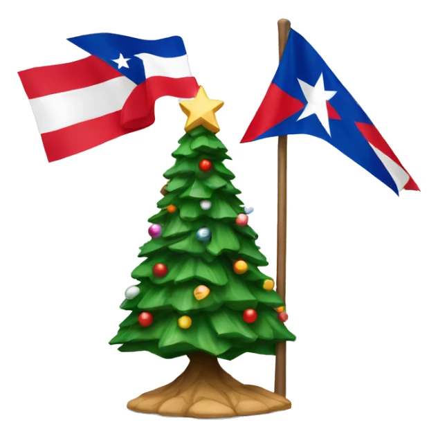 A christmas tree with Puerto Rico flag sticker