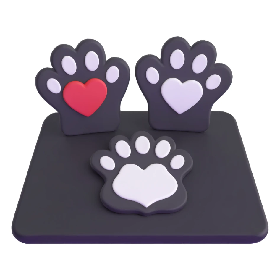 two puppy paws with a white heart on the pad sticker