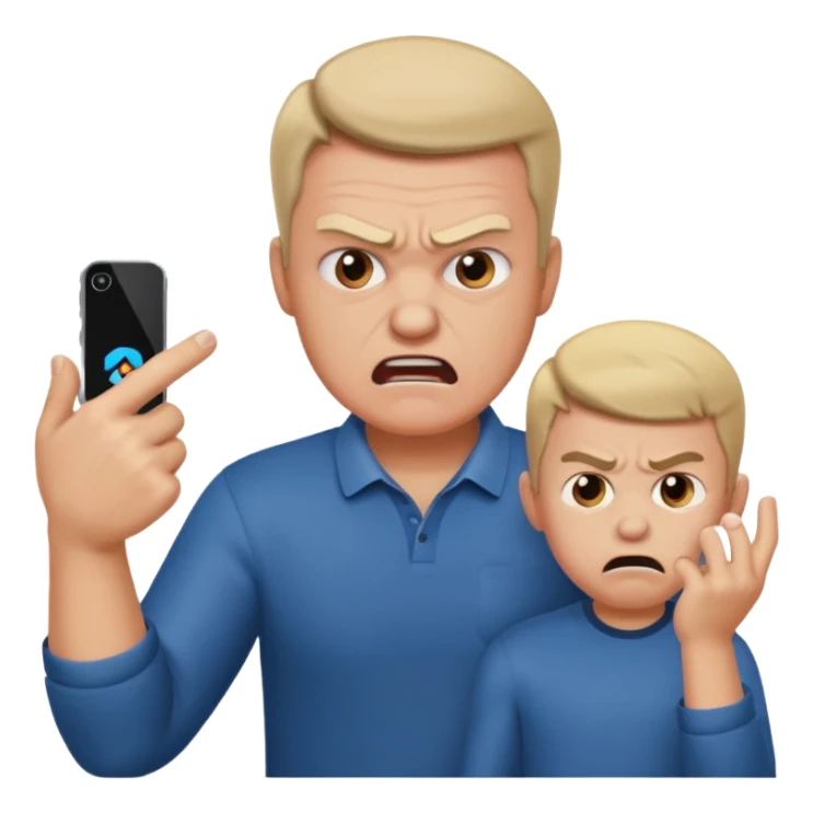 Dad scolding his son for playing video games sticker