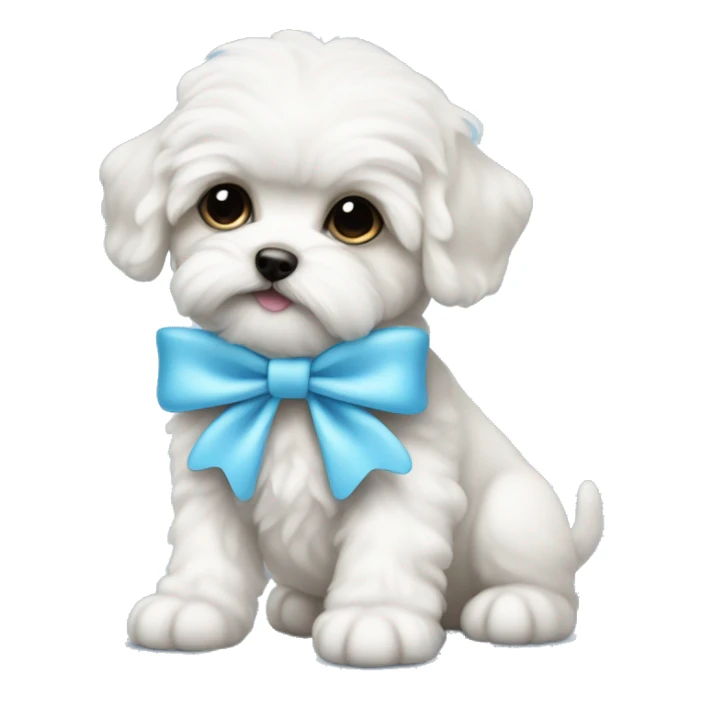 schichon puppy with baby blue bow sticker