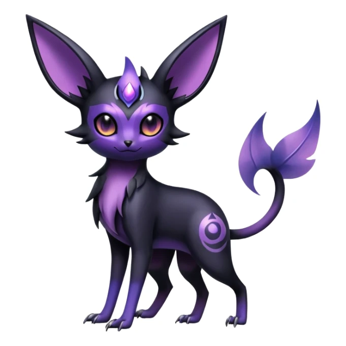 Shiny Dark-gradient Exotic Badass Royal Mysterious Gothic Noibat-Espeon-Umbreon-Pokémon-Fakémon-hybrid-creature (full body) sticker