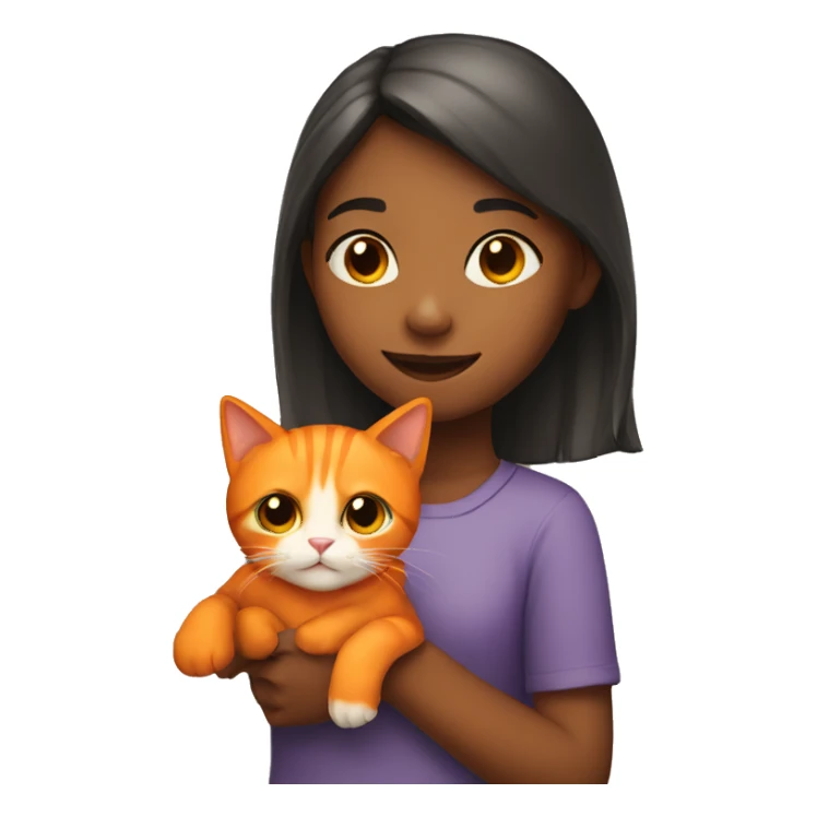 Girl holding an orange cat sticker