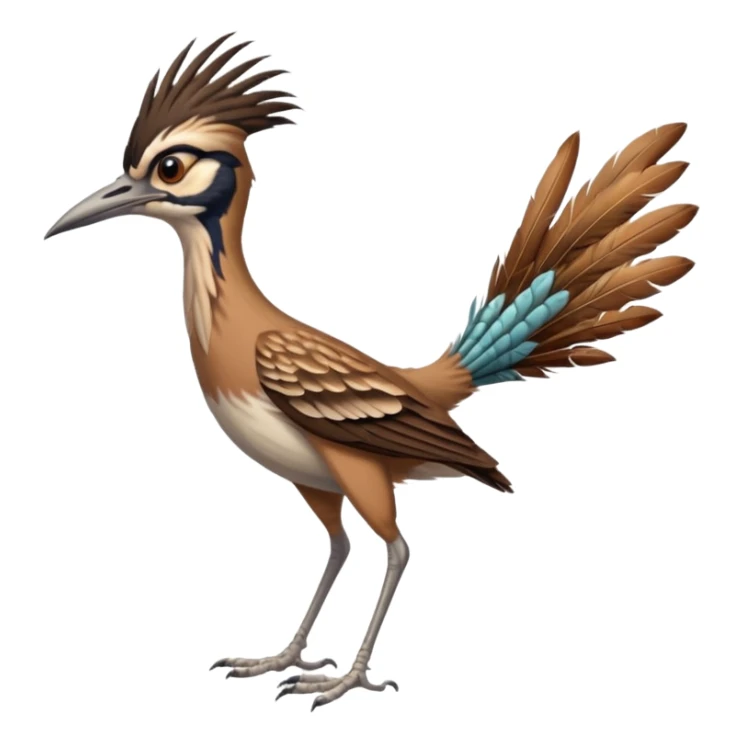 realistic roadrunner bird, skinny tail pointed down, realistic colors sticker