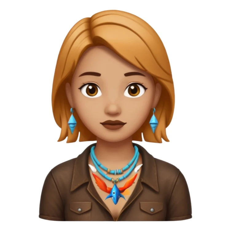 ancient girl wearing fish bone necklaces and leather shirt sticker