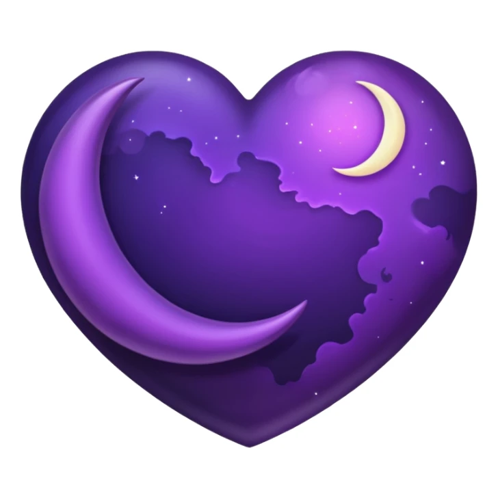 dark purple heart with a purple Moon sticker
