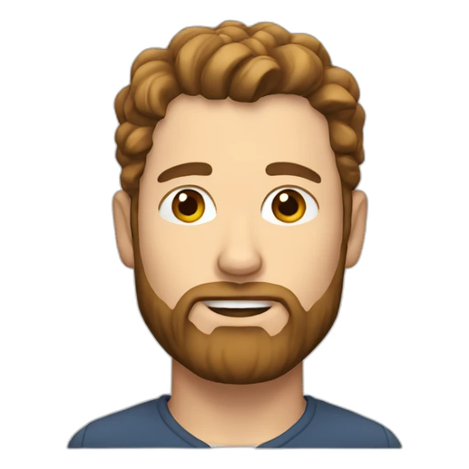 White man with brown hair and beard with tunnel earrings and glass sticker