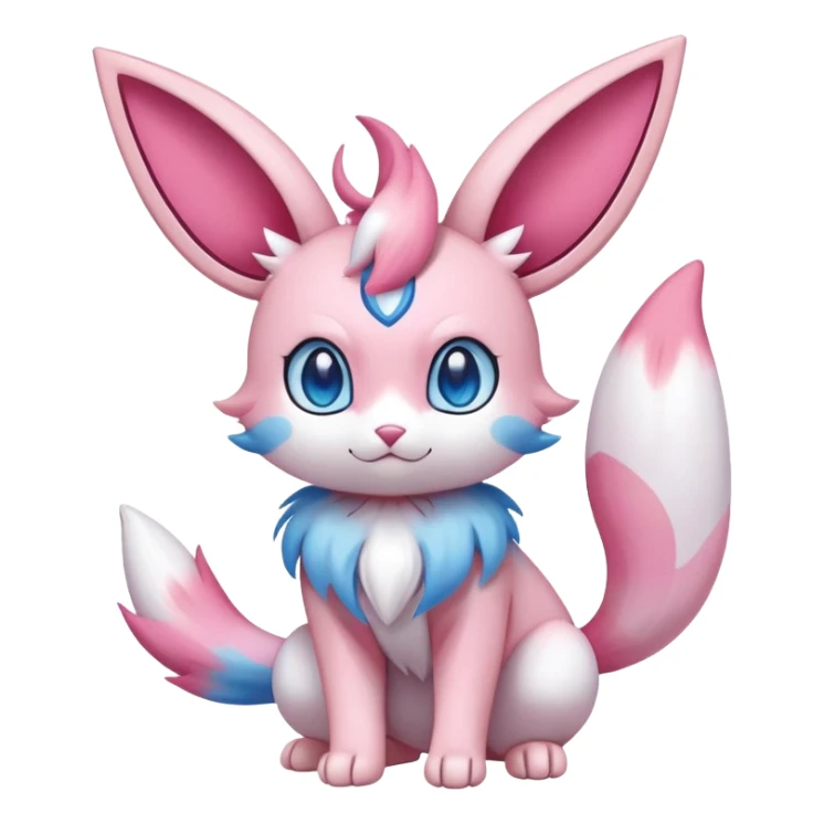Sylveon-Skitty-Fakémon-hybrid-creature (full body)  sticker