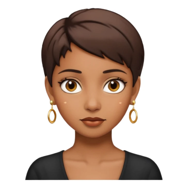 short hair brown girl with long earrings  sticker