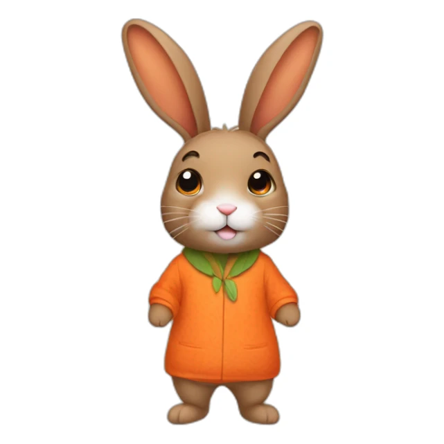 cute brown aesthetic rabbit dressed with carrots printed on his pajamas sticker