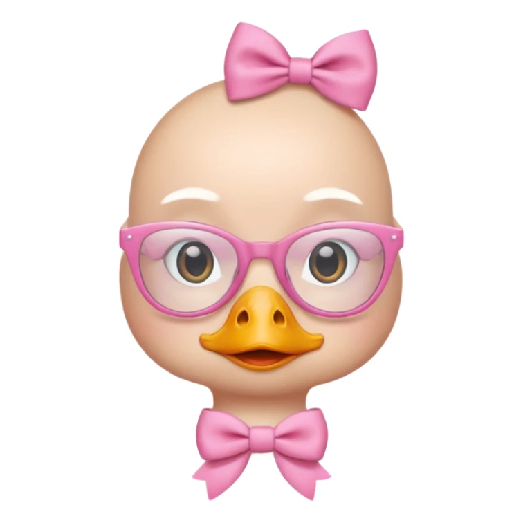 white duck with pink glasses and a pink bow without hair sticker