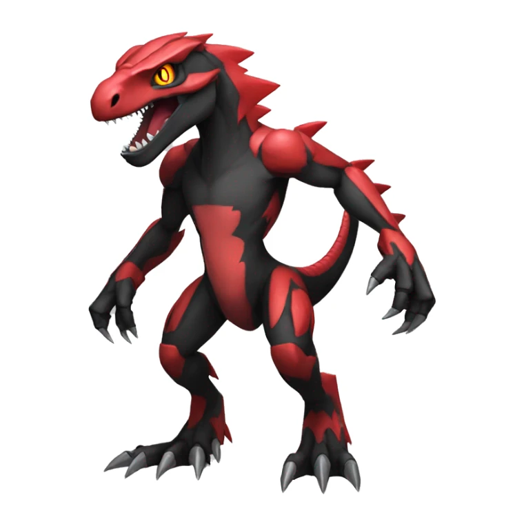  Cool Edgy Black Red Digimon-Fakemon-Guilmon-Velociraptor full body sticker
