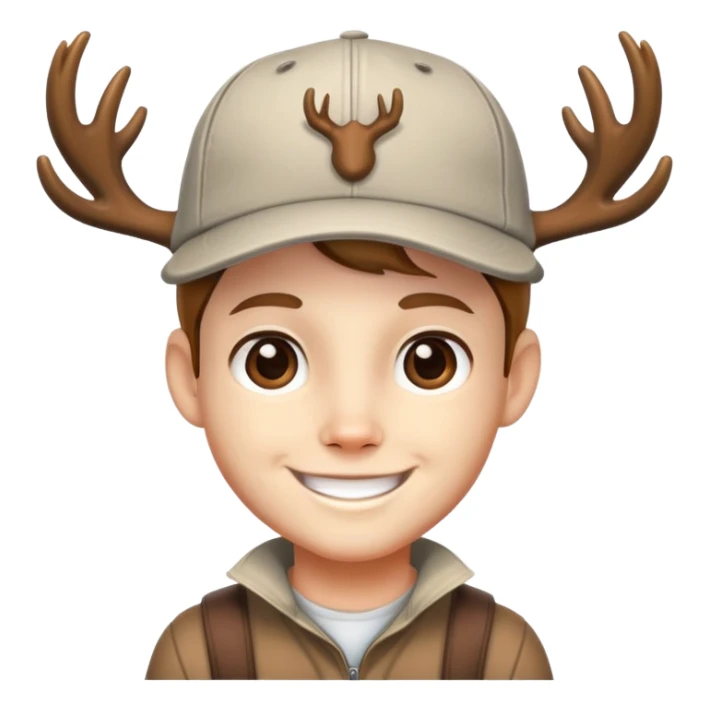 Deer boy with white skin and cap, smiling, turned out sticker