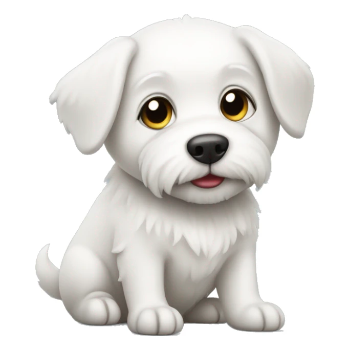 little white dog with ball sticker