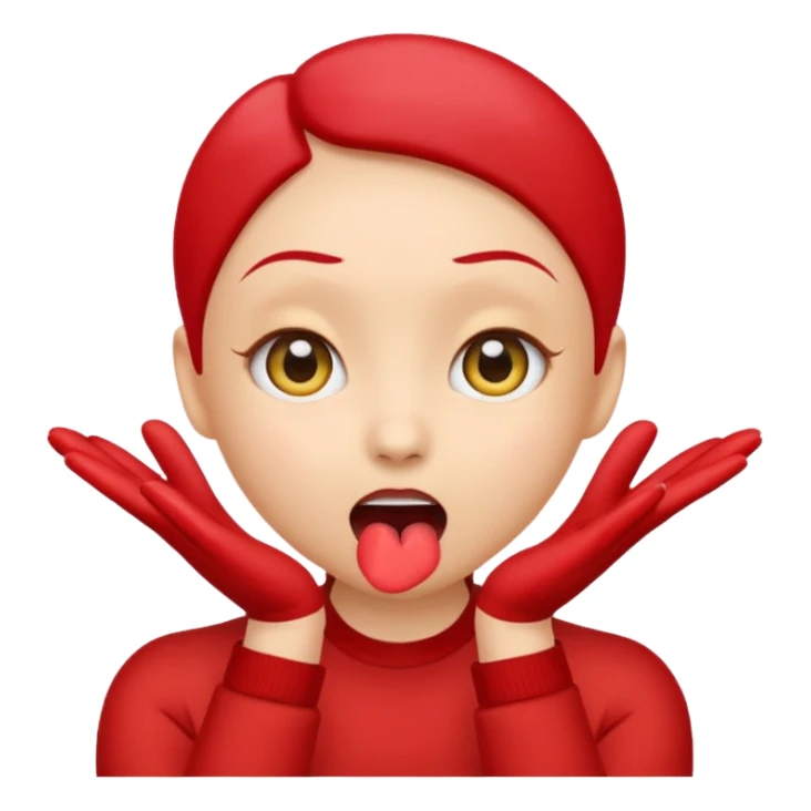 emoji with big anime like eyes like big cute eyes, puckered lips, red cheeks, Little excited clasp with their hands up by their cheeks, yellow skilled emoji no hair  sticker