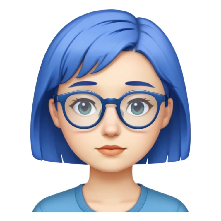 Girl with short blue hair and glasses  sticker